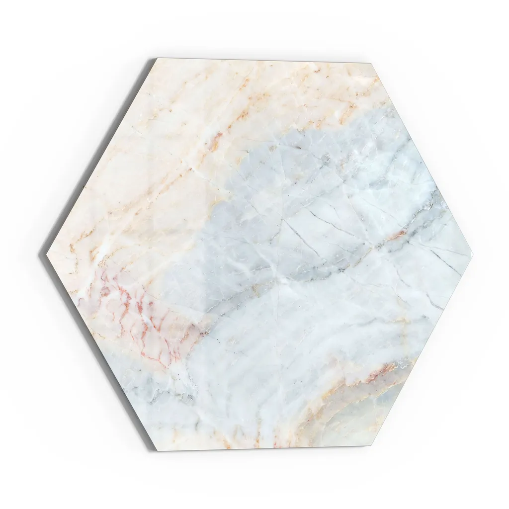 DEQORI Magnettafel Glas 55x48 cm 6-eckig 'Zarte Marmorfärbung' beschreibbar Whiteboard